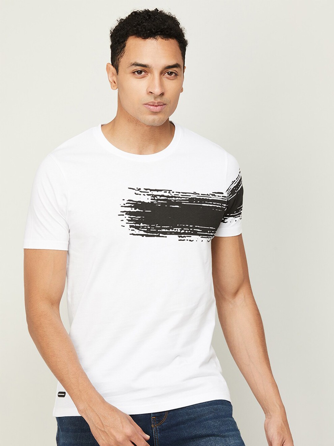 

SmileyWorld Men Printed Cotton T-shirt, White