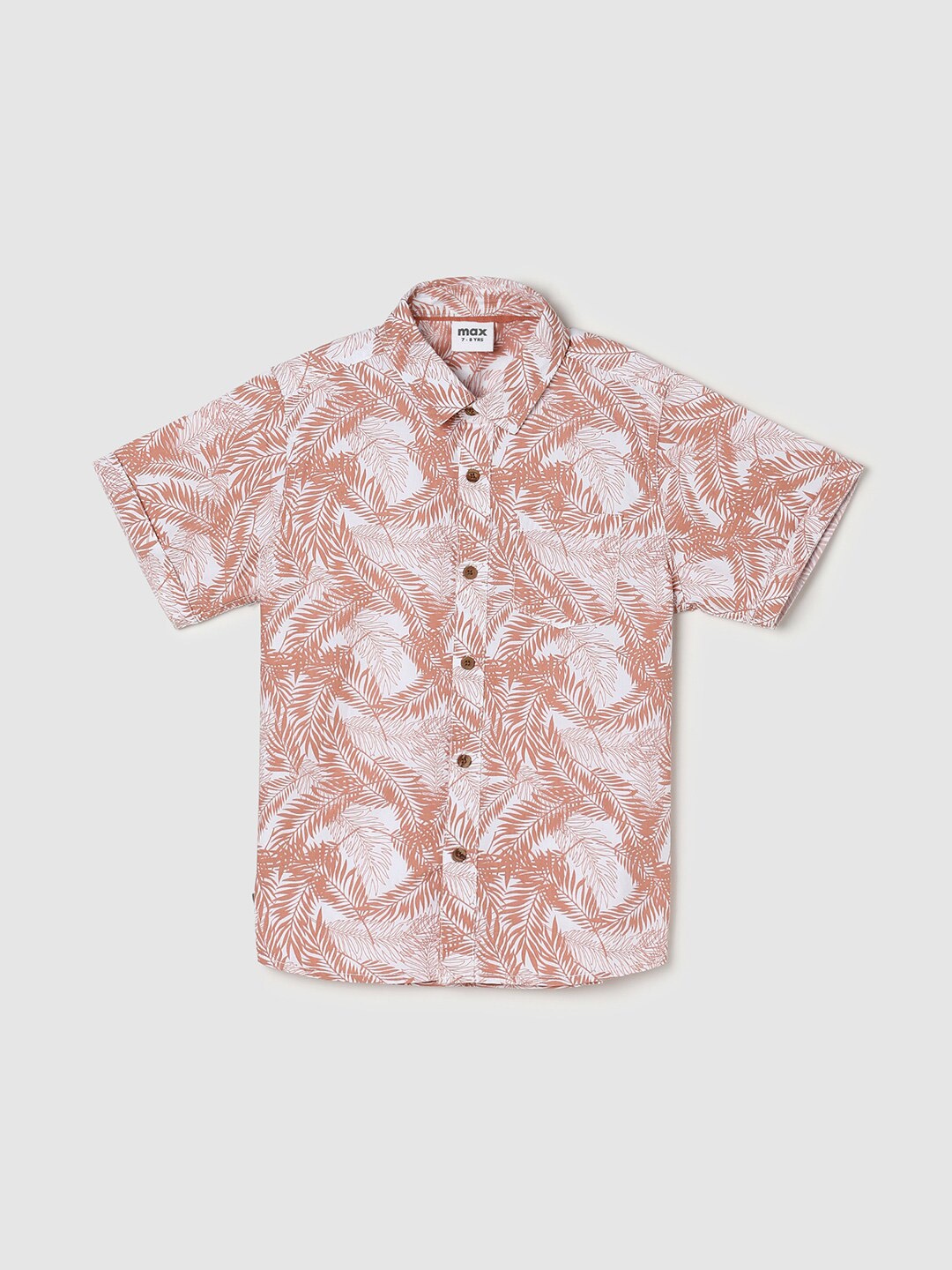 

max Boys Floral Printed Pure Cotton Casual Shirt, Rust