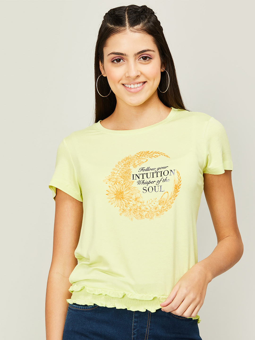 

Fame Forever by Lifestyle Women Typography Printed Round Neck T-shirt, Yellow