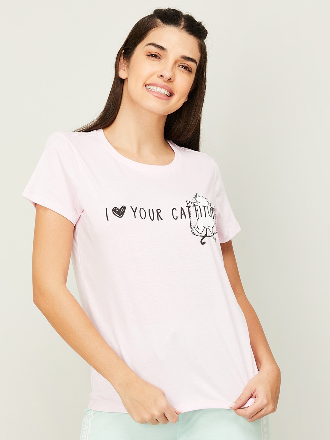 

Ginger by Lifestyle Women Typography Printed Cotton T-shirt, Pink