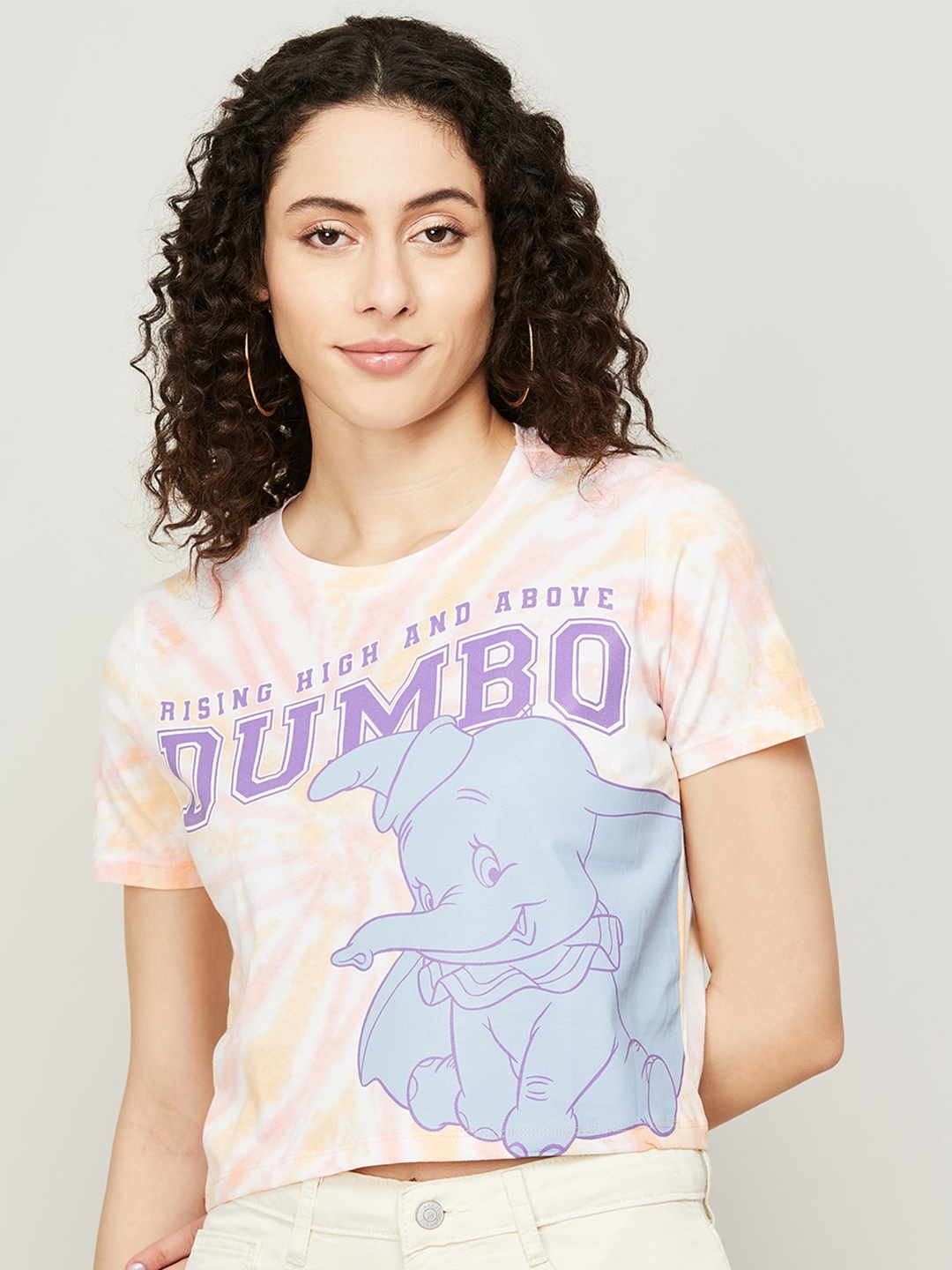 

Ginger by Lifestyle Women Graphic Printed Cotton T-shirt, Cream