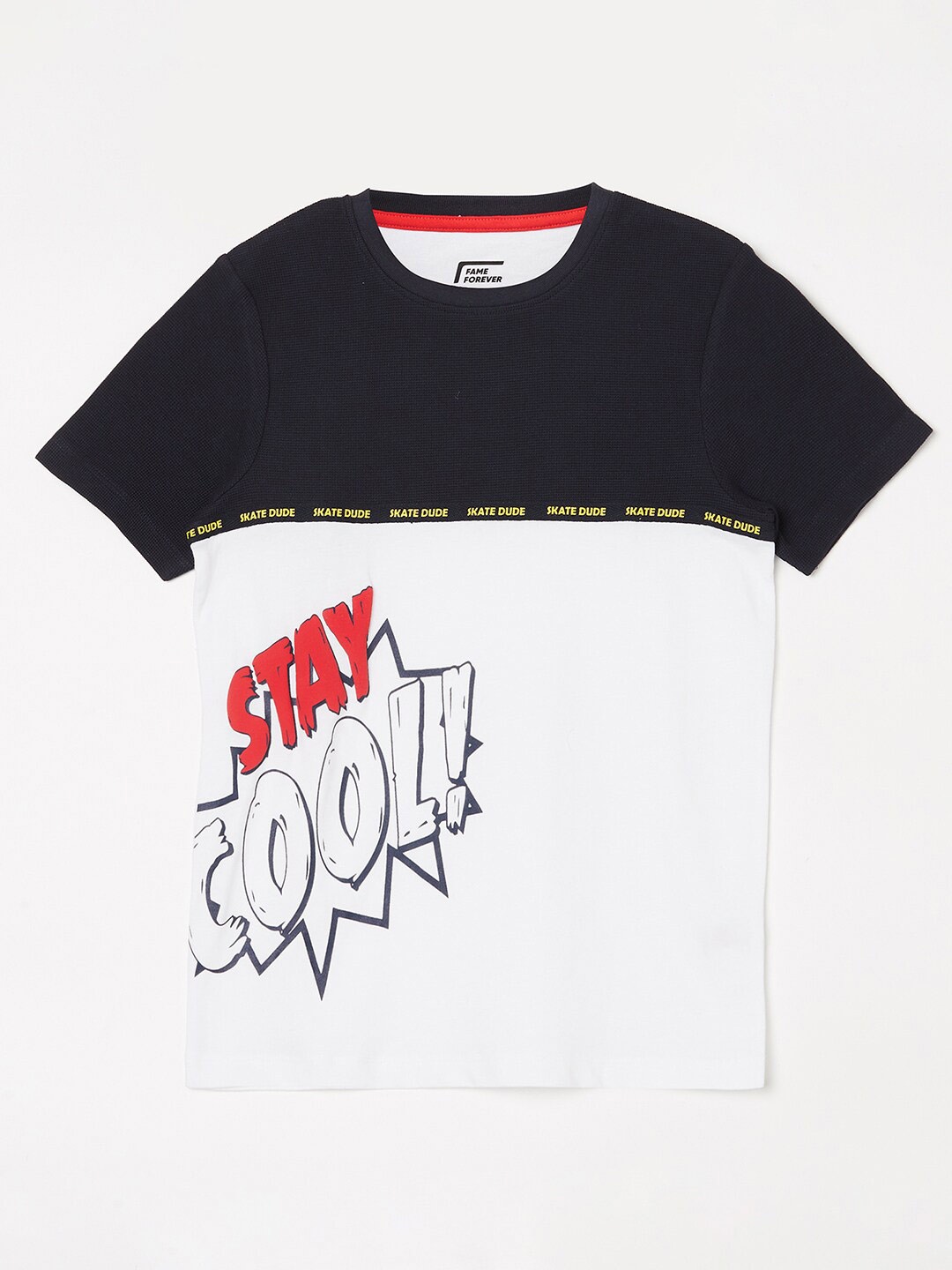 

Fame Forever by Lifestyle Boys Colourblocked Cotton T-shirt, White