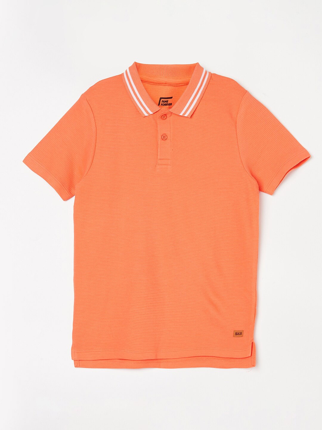 

Fame Forever by Lifestyle Boys Polo Collar Cotton T-shirt, Coral