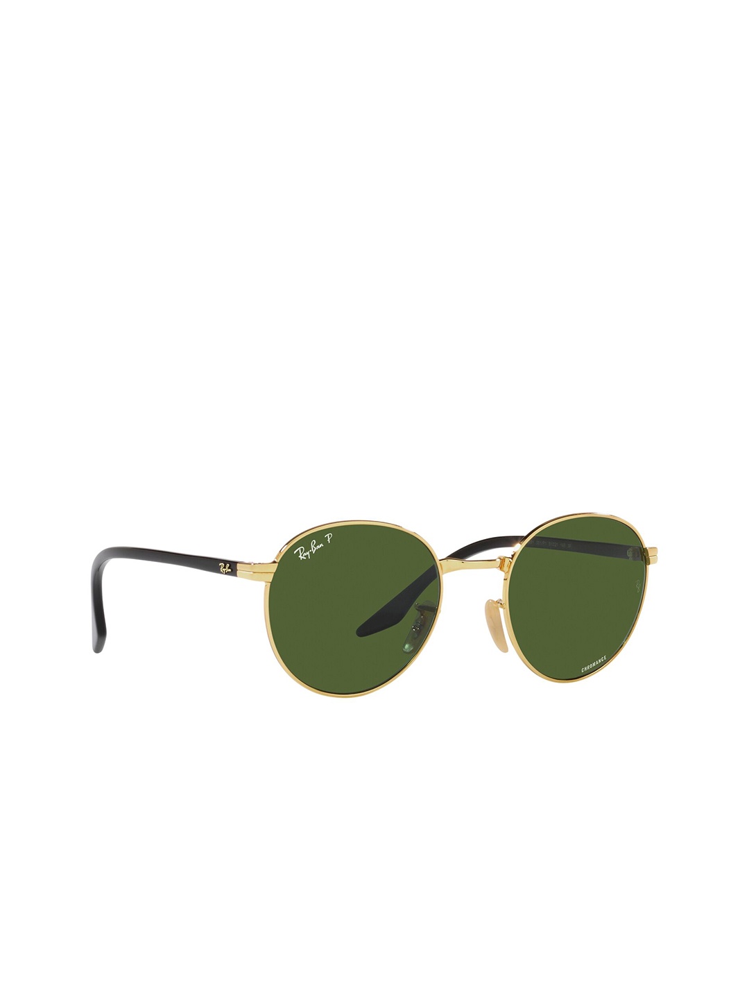 

RAY-BAN Unisex Polarized Green Lens Phantos Sunglasses - 0RB3691001/P148, Gold