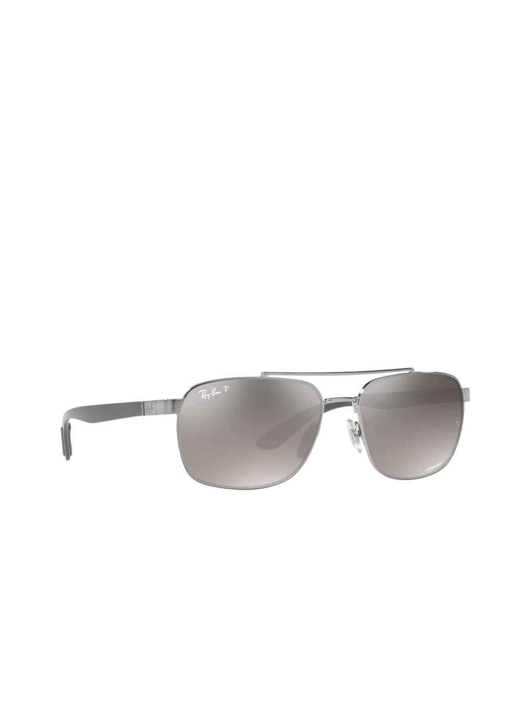 

Ray-Ban Men Polarized Silver Lens Rectangle Sunglasses - 0RB3701004/5J59, Grey
