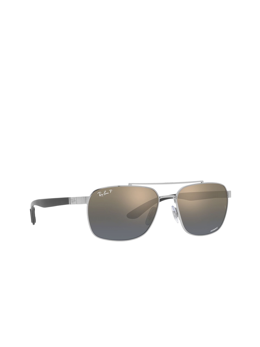 

RAY-BAN Men Polarized Gold Lens Rectangle Sunglasses - 0RB3701003/J059, Silver