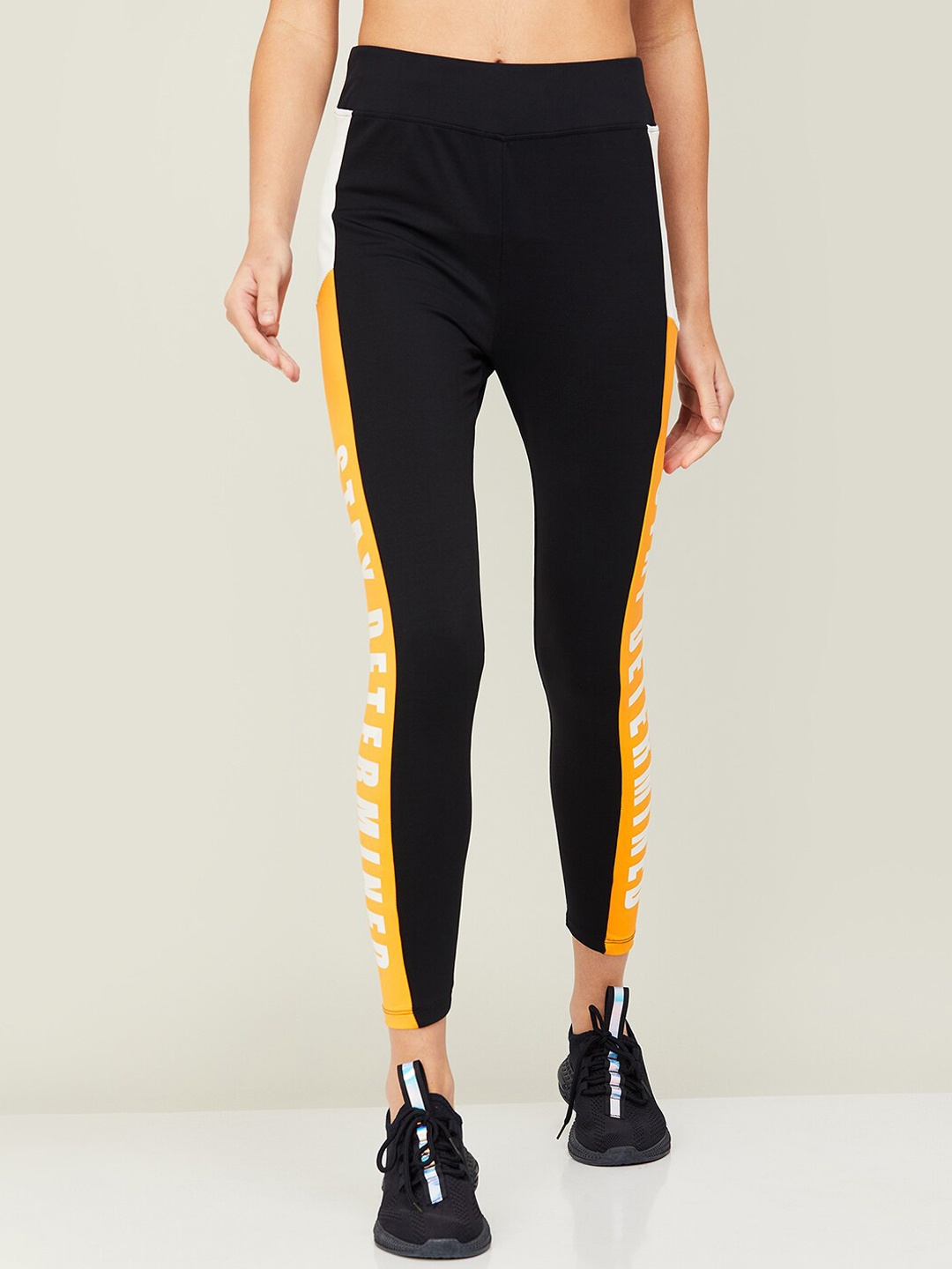 

Kappa Women Printed Slim-Fit Gym Tights, Black
