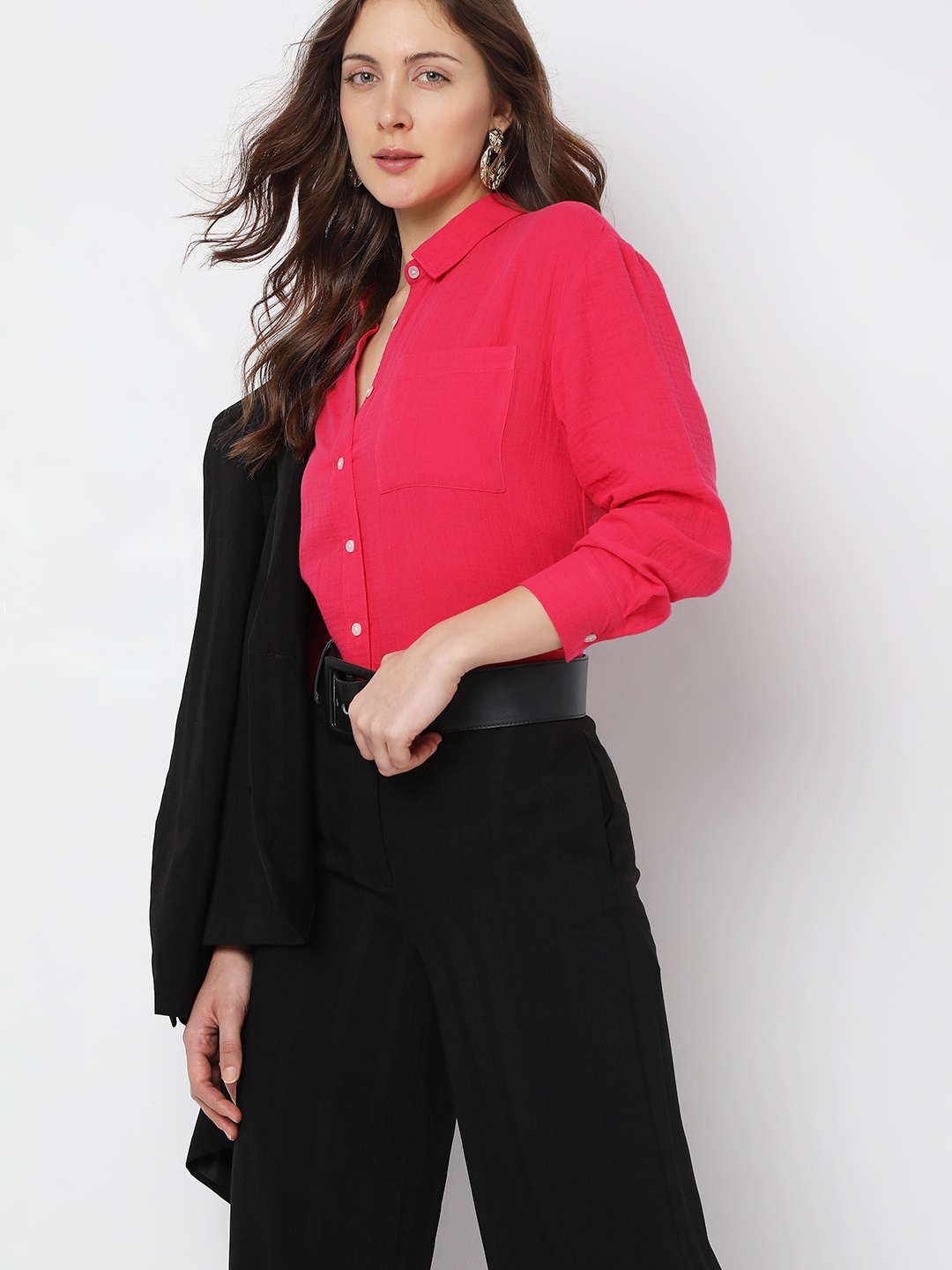 

Vero Moda Women Cotton Slim Fit Casual Shirt, Red