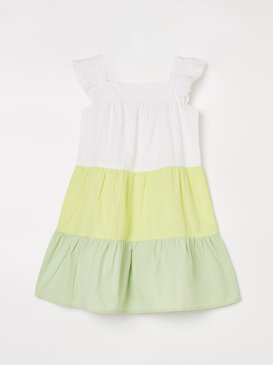 

Fame Forever by Lifestyle Girls Colourblocked Cotton A-Line Dress, White