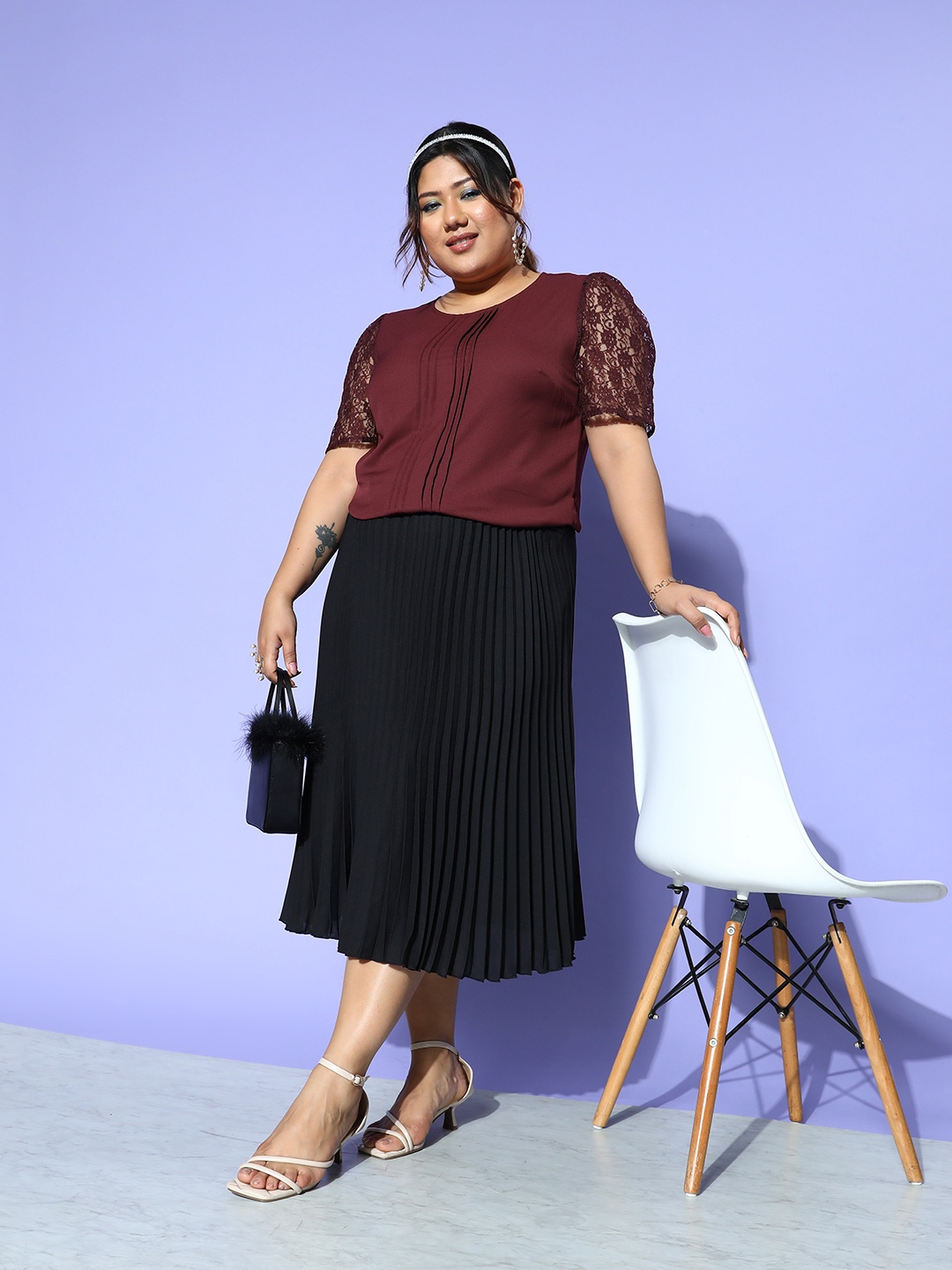 

CURVE BY KASSUALLY Plus Size Top, Maroon