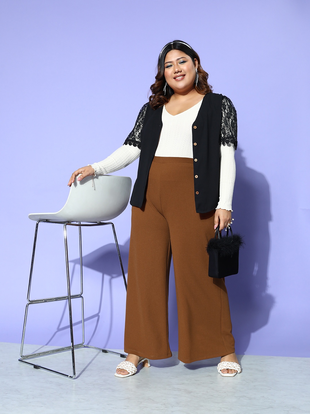

CURVE BY KASSUALLY Plus Size Trousers, Brown