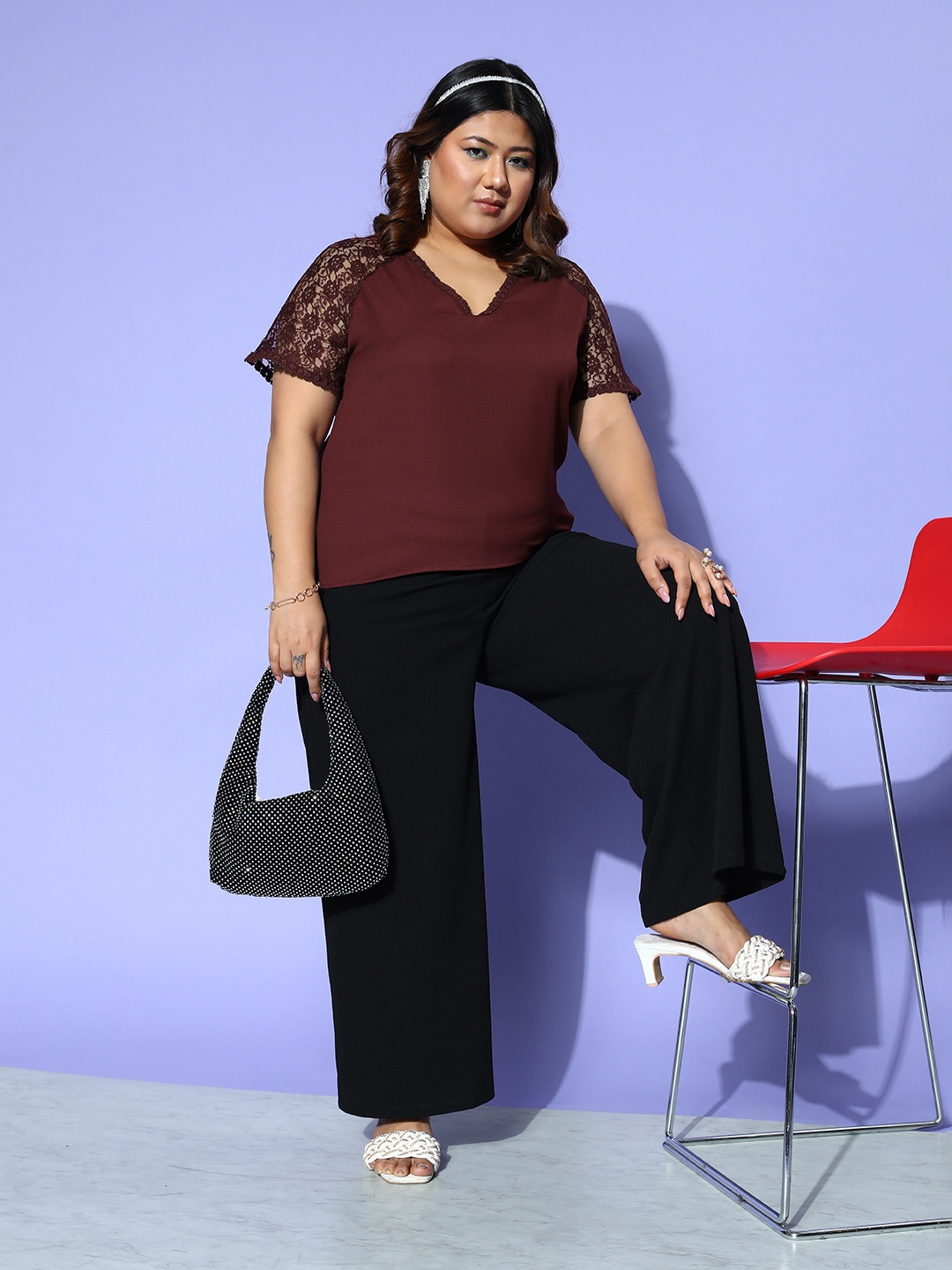 

CURVE BY KASSUALLY Plus Size Top, Maroon