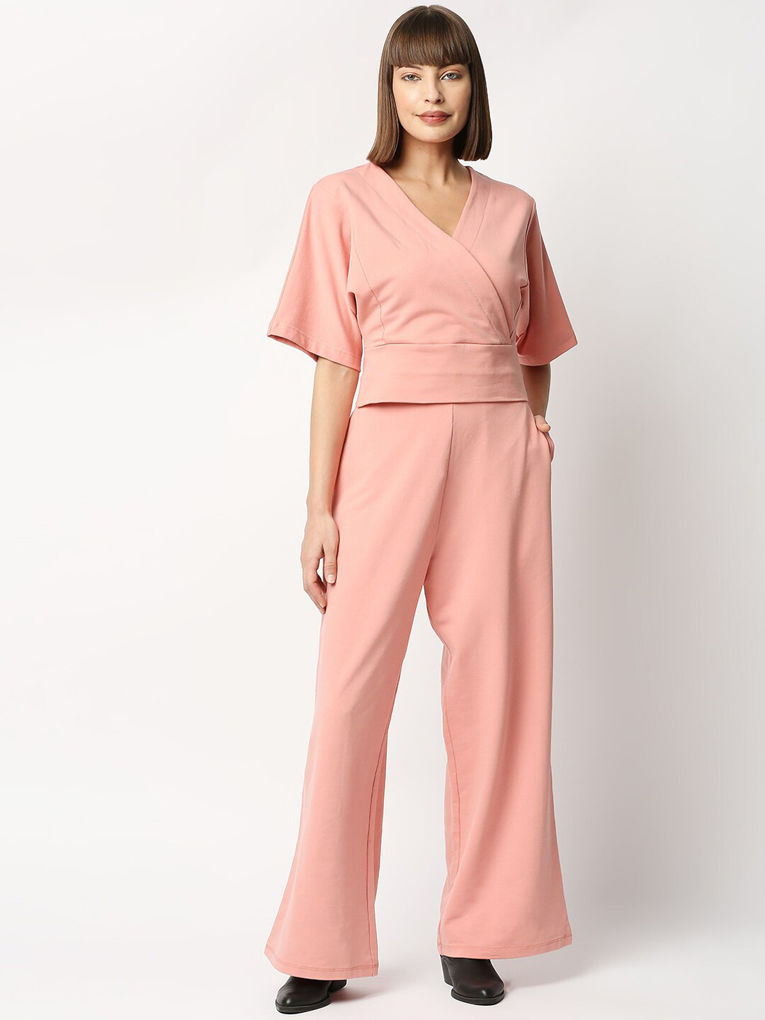 

Blamblack Short Sleeves Top With Trouser, Pink