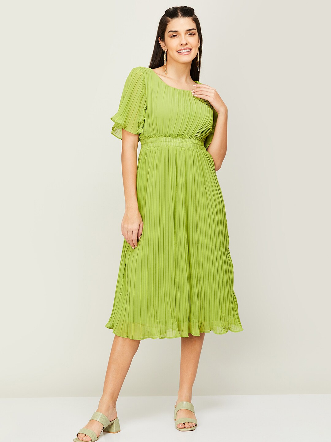 

CODE by Lifestyle Round Neck Midi Dress, Green
