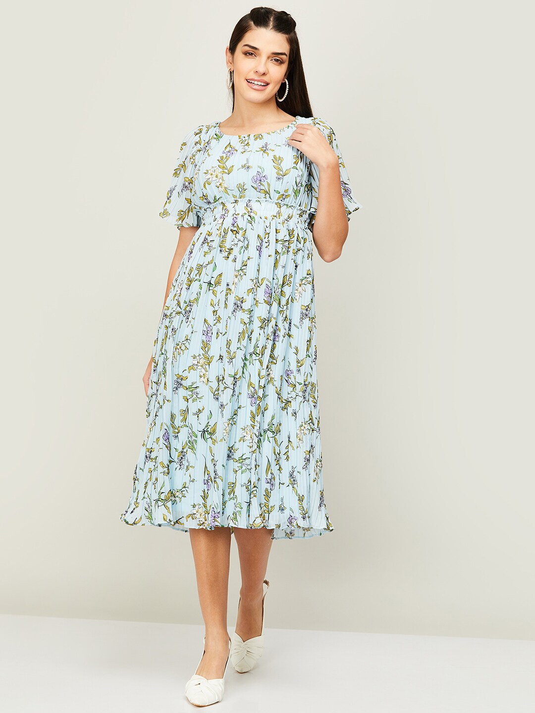 

CODE by Lifestyle Floral Printed Empire Midi Dress, Blue