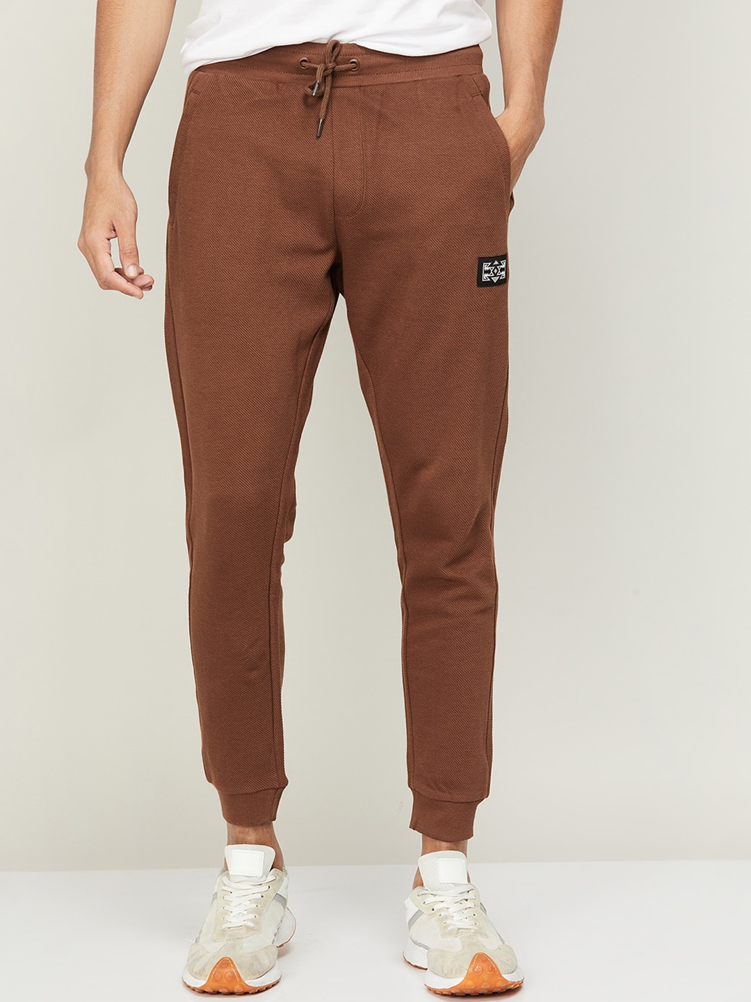 

Fame Forever by Lifestyle Men Textured Cotton Jogger, Brown