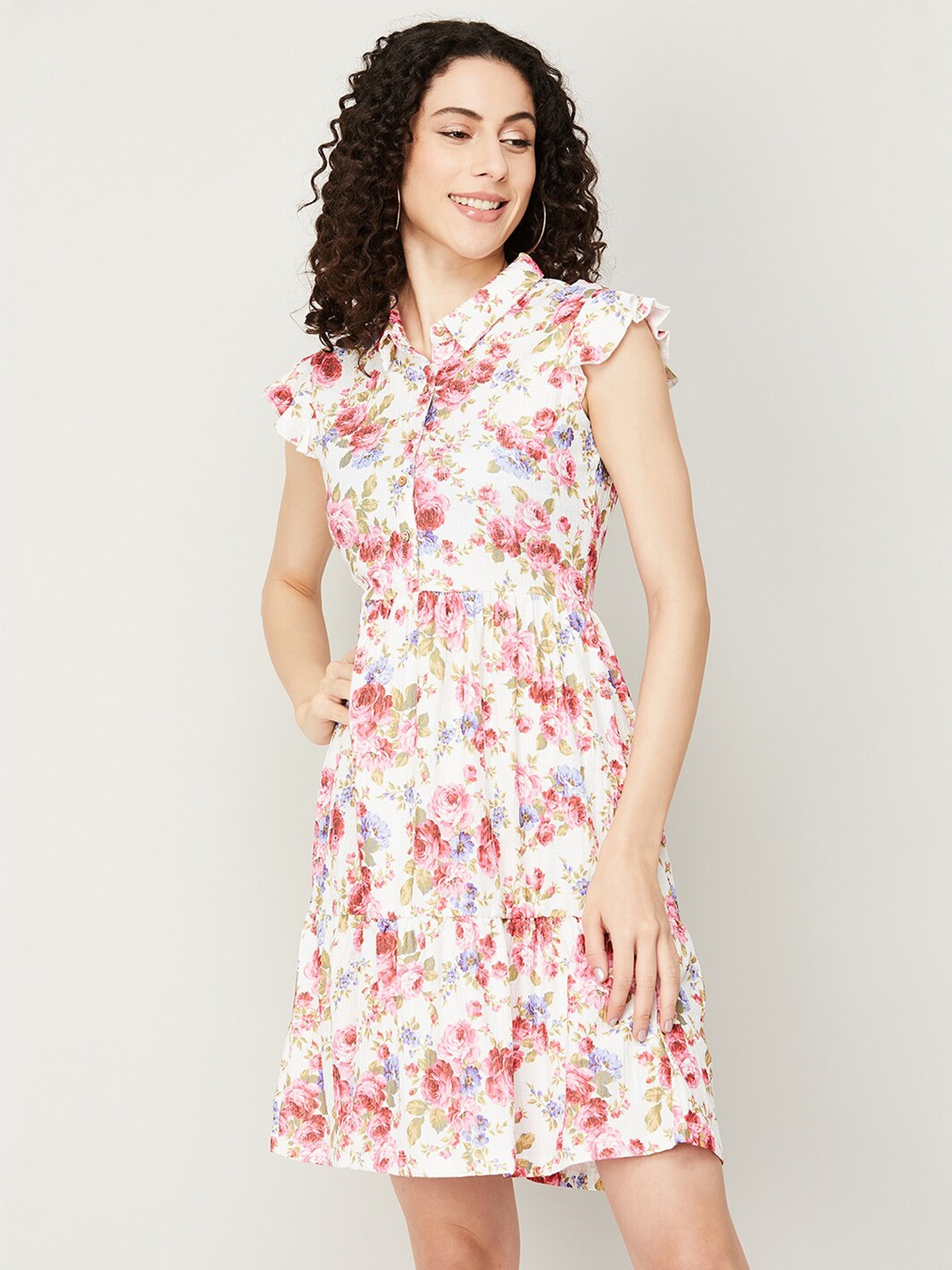 

Fame Forever by Lifestyle Floral Shirt Dress, White