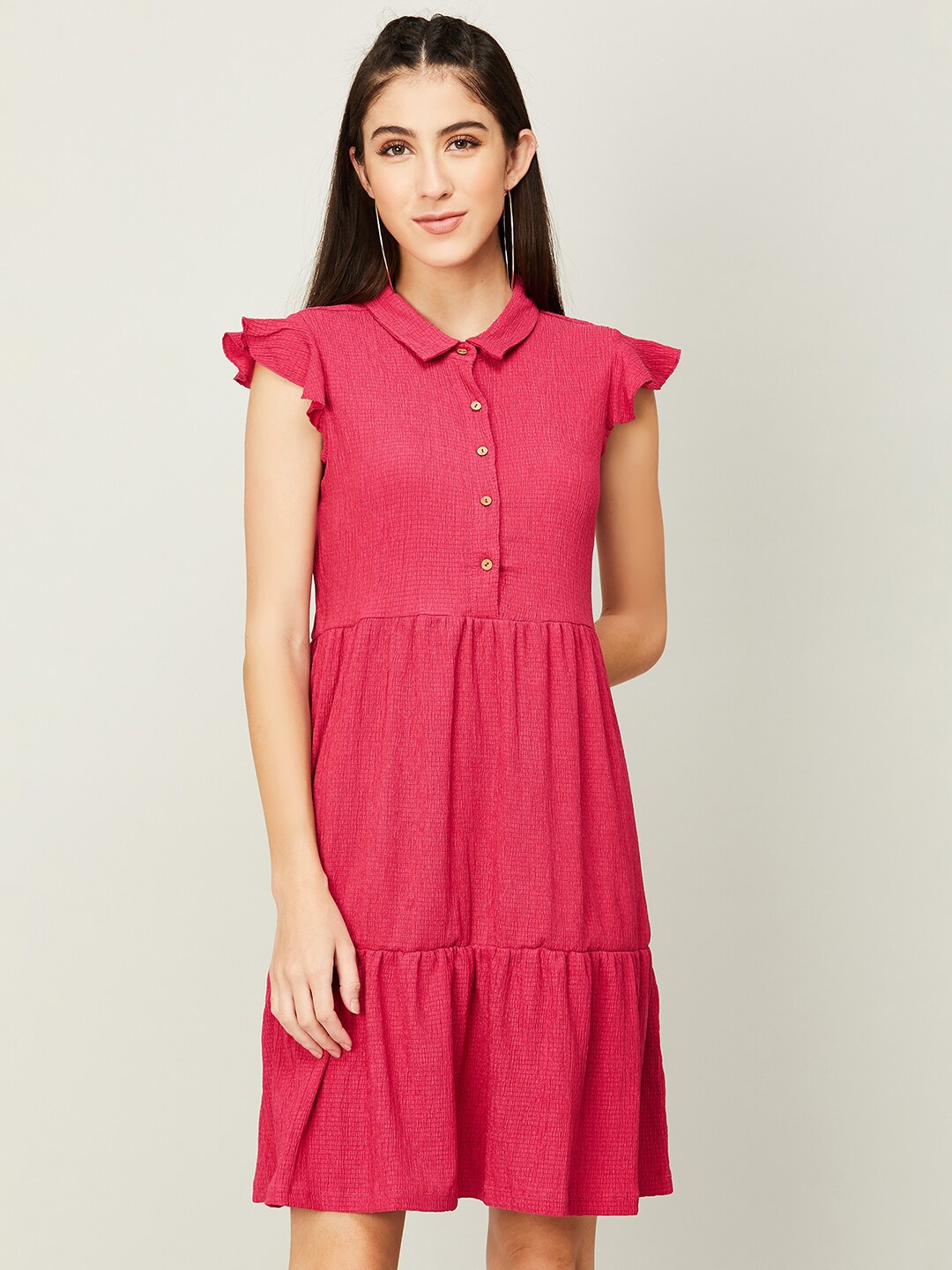 

Fame Forever by Lifestyle Tiered Shirt Dress, Pink