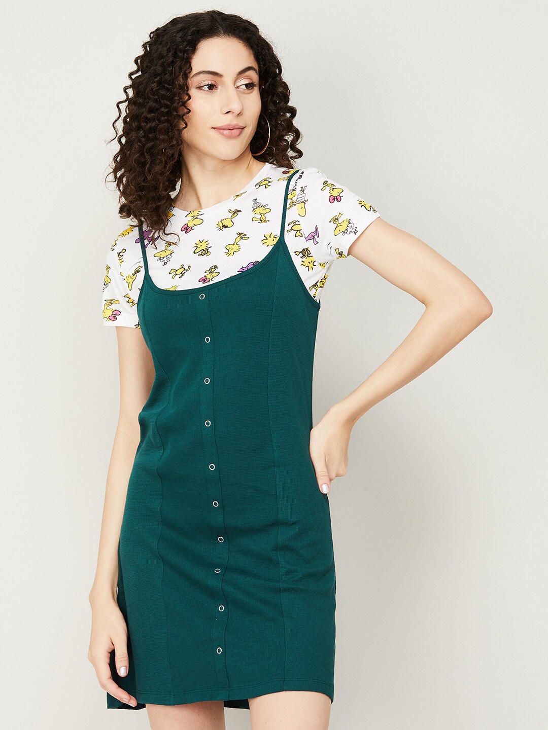 

Ginger by Lifestyle Pinafore Dress With T-Shirt, Green