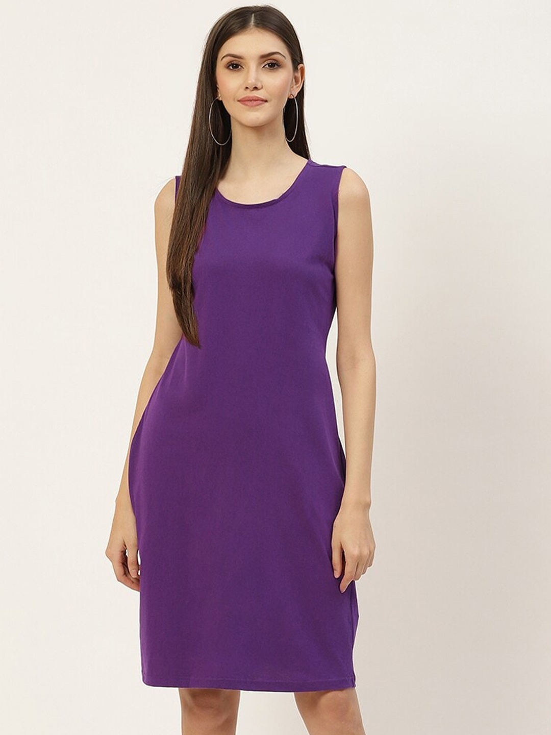 

BRINNS Pure Cotton Sleeveless Sheath Dress, Purple