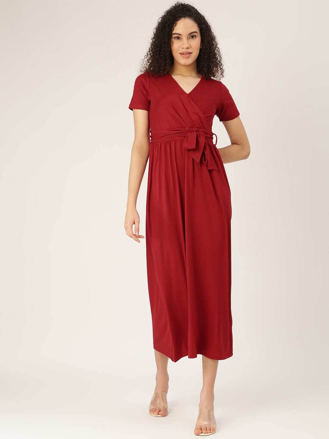 

BRINNS Layered Midi Wrap Dress, Maroon
