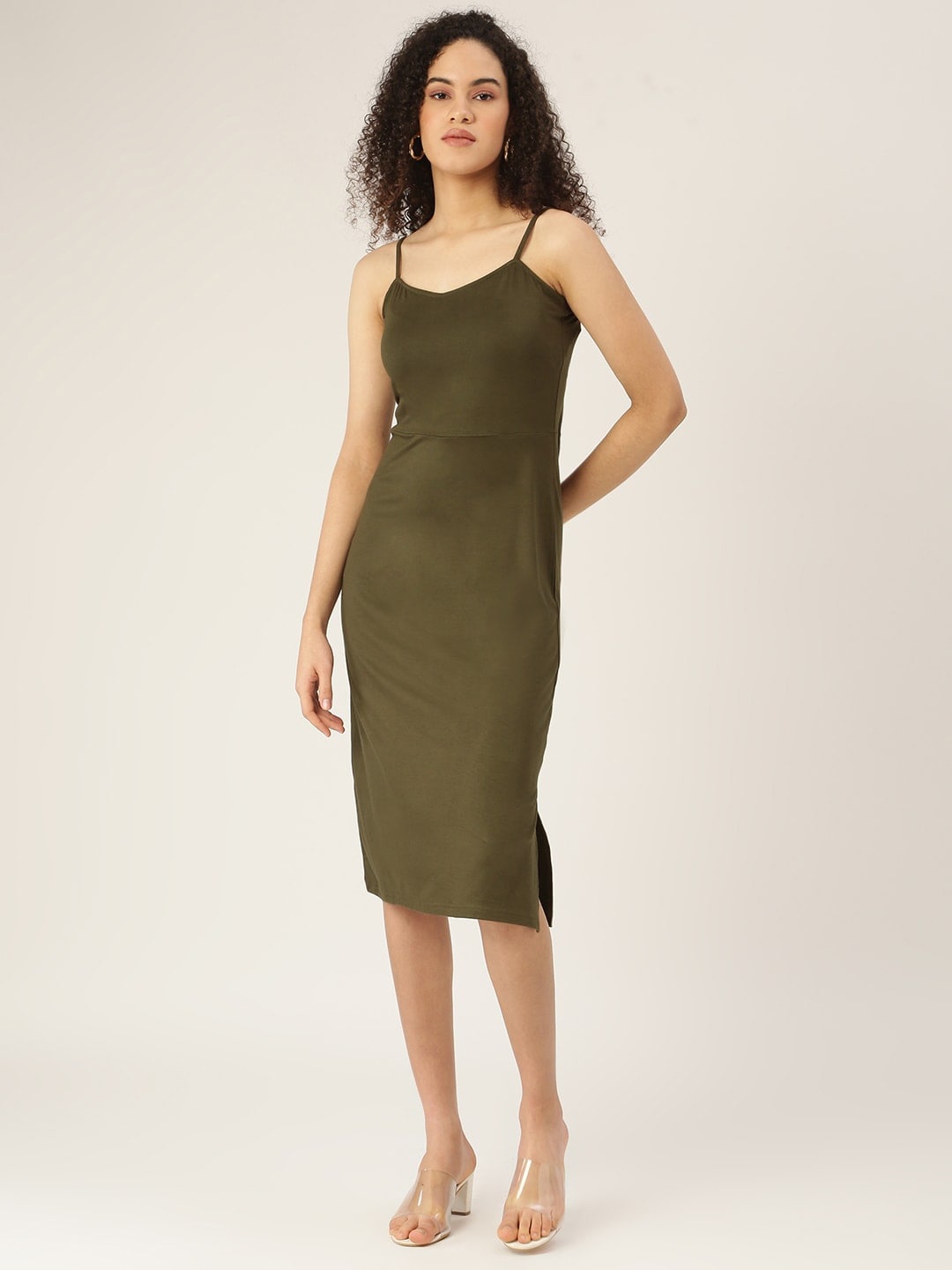 

BRINNS Shoulder Straps Bodycon Dress, Olive