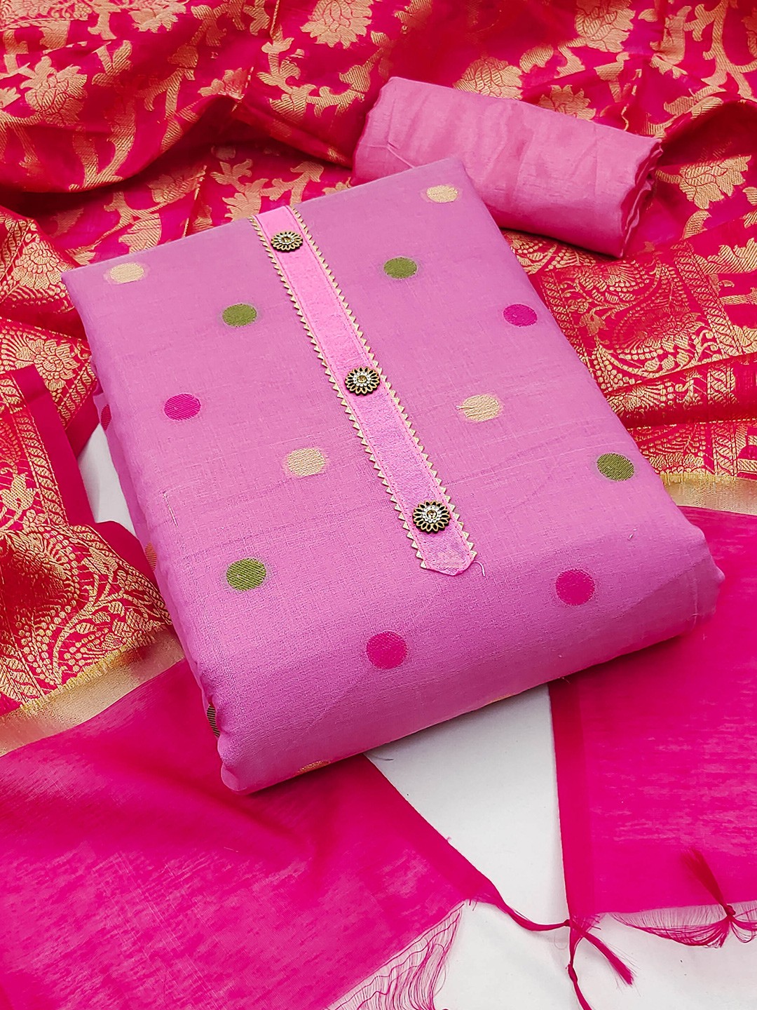 

KALINI Unstitched Dress Material, Pink