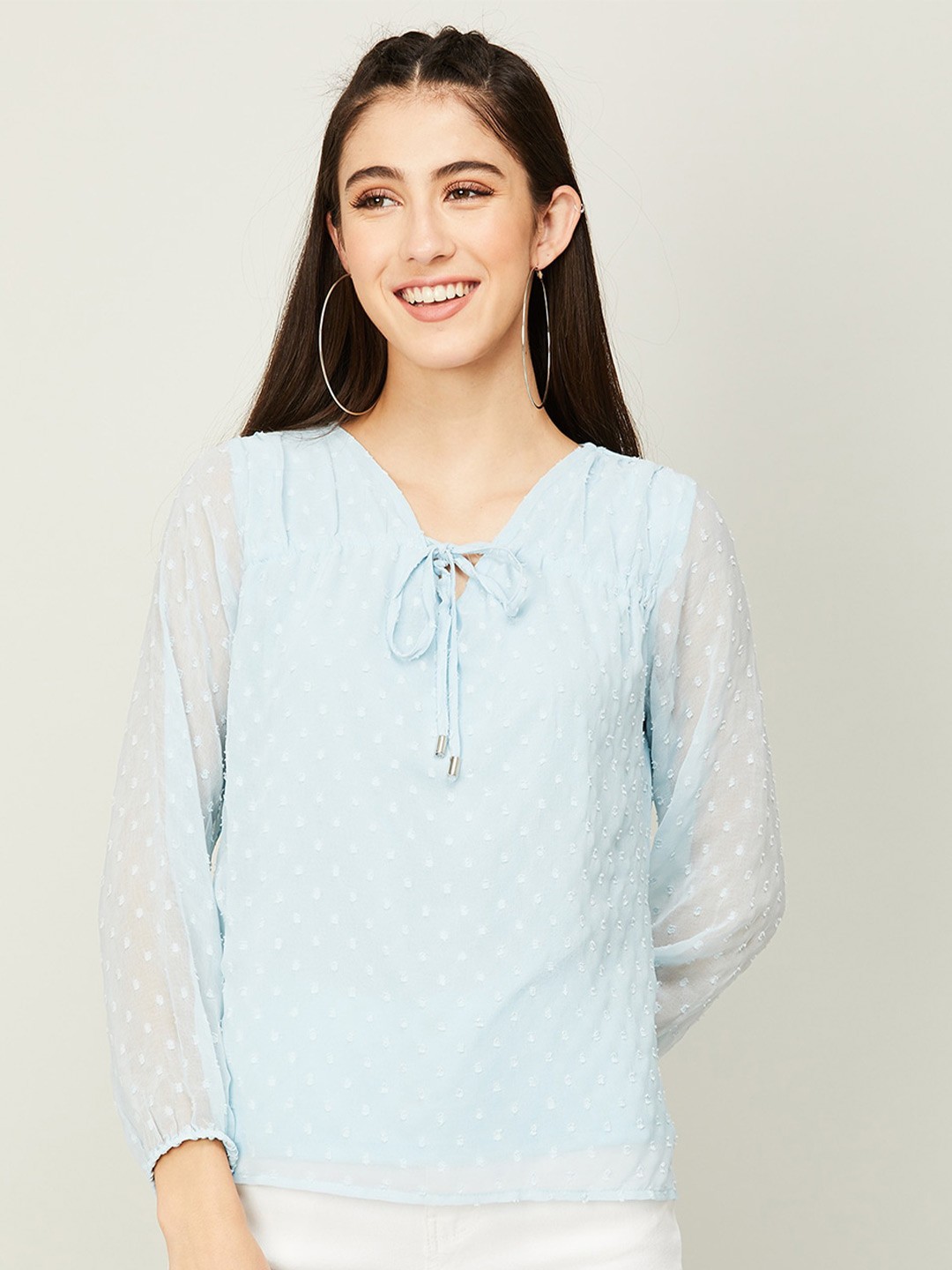 

CODE by Lifestyle Self Design Tie-Up Neck Top, Blue