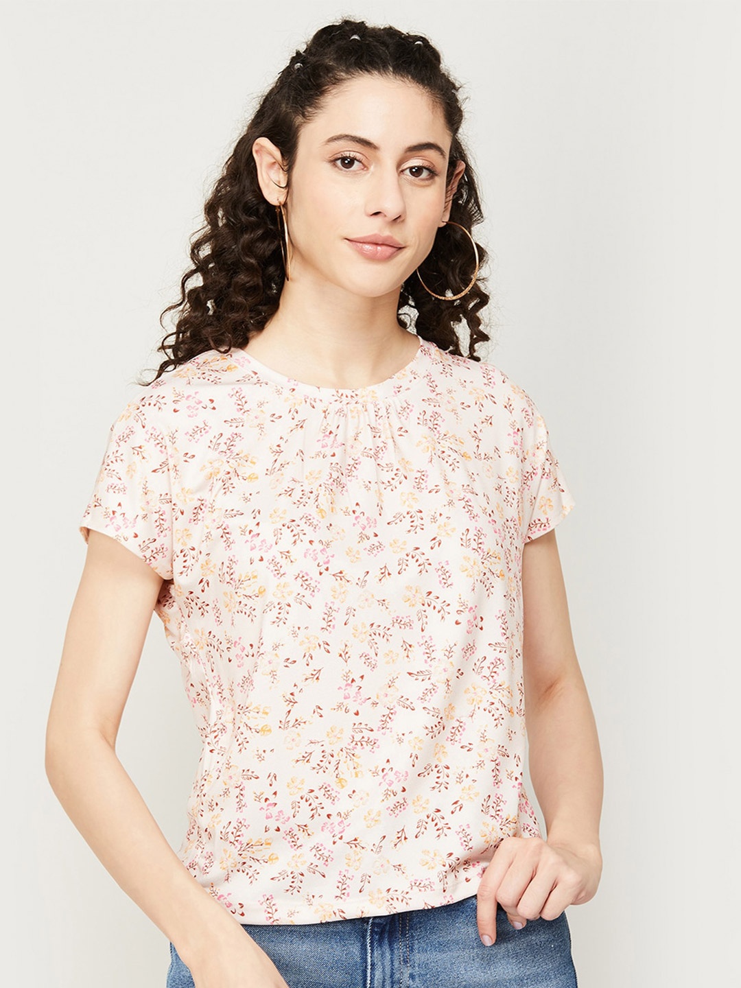 

CODE by Lifestyle Floral Print Round Neck Top, White