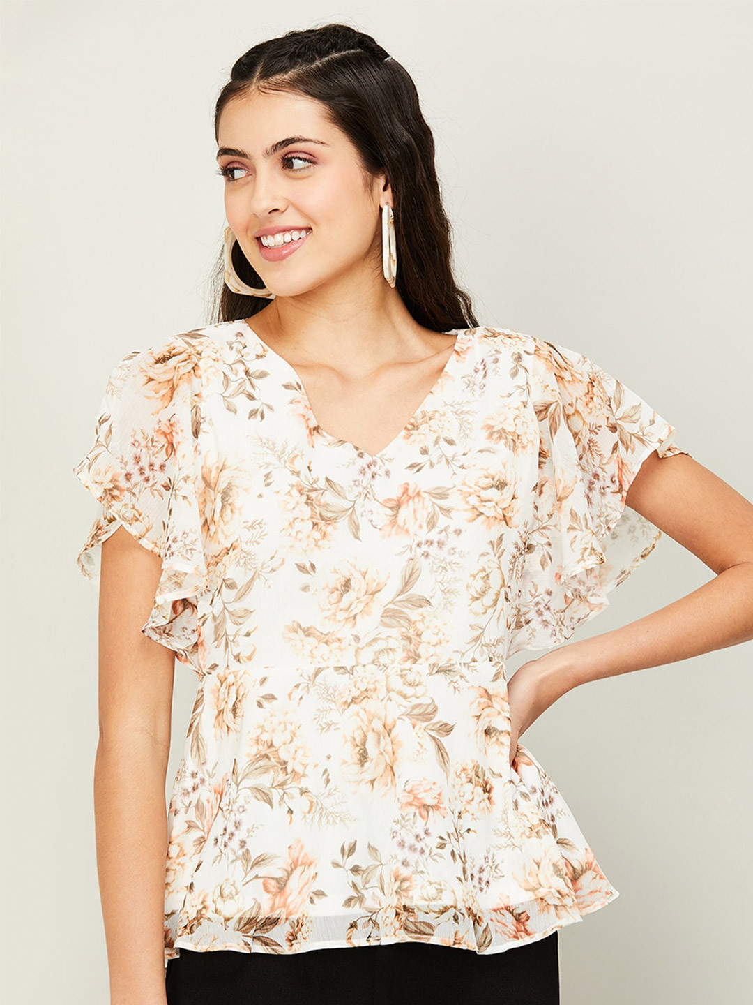 

CODE by Lifestyle Floral Print Top, White