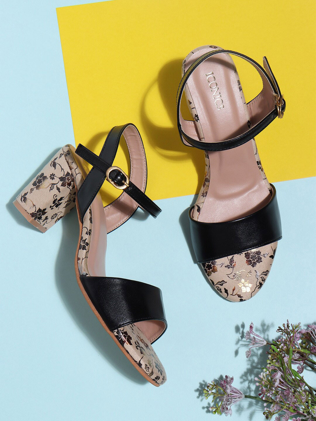 

ICONICS Printed Block Heels, Black