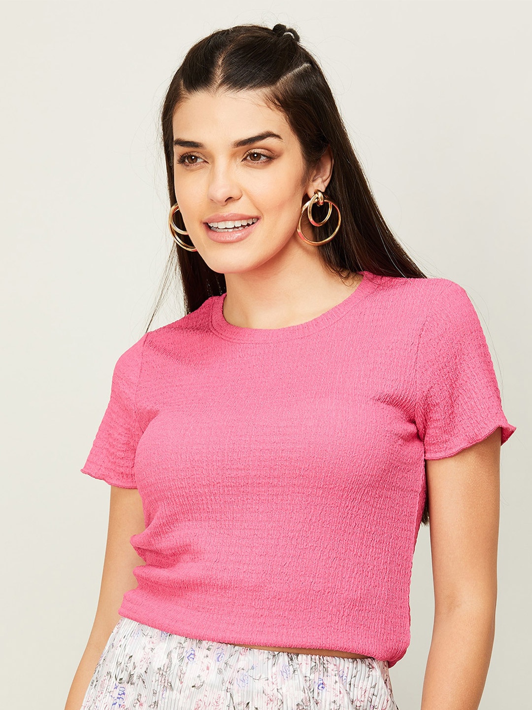 

Fame Forever by Lifestyle Round Neck Regular Fit Top, Pink