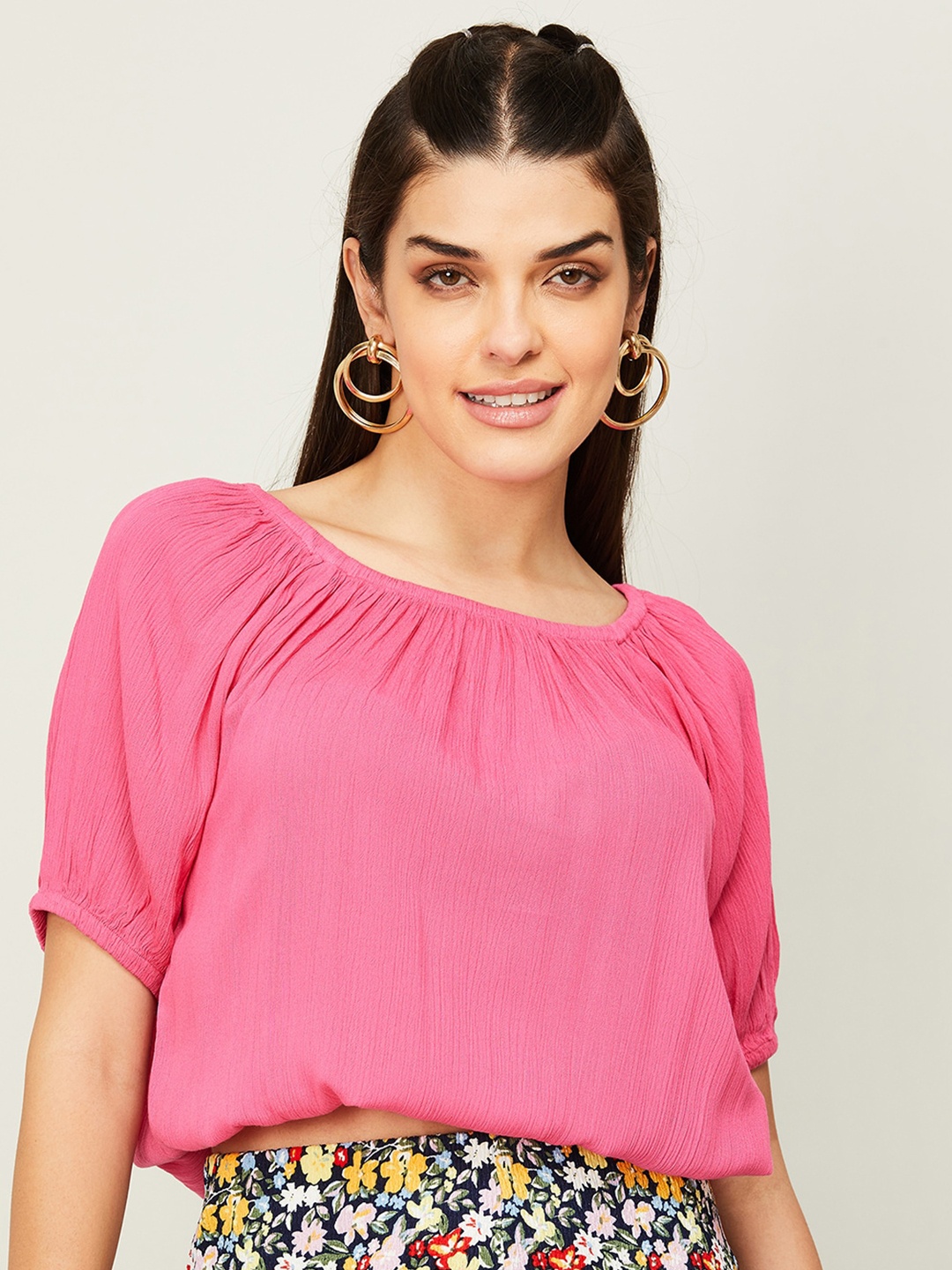 

Fame Forever by Lifestyle Blouson Crop Top, Pink