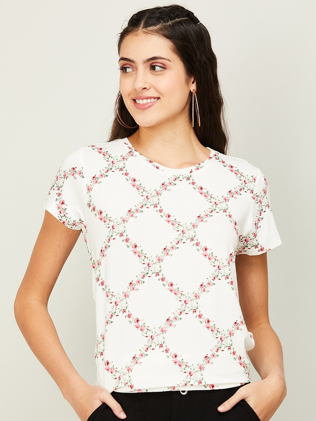 

Fame Forever by Lifestyle Floral Print Top, White