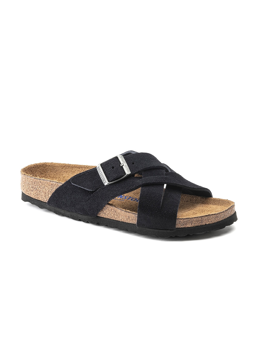 

Birkenstock Lugano Suede Soft Footbed Regular Width Two-Strap Comfort Sandals, Navy blue