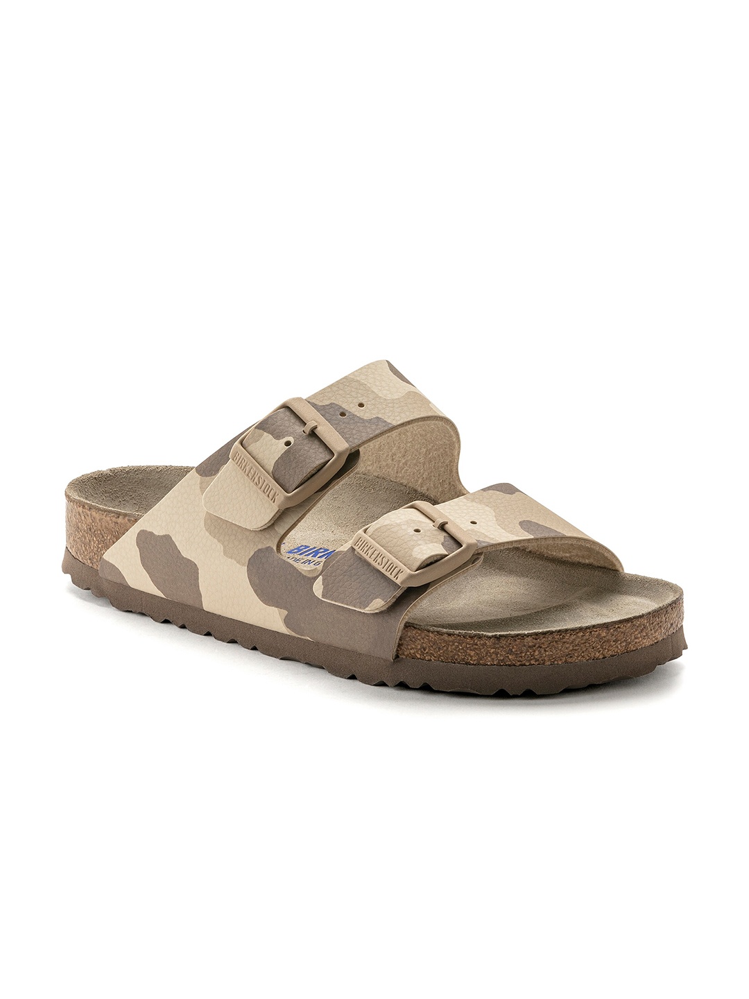 

Birkenstock Arizona Printed Narrow Width Two-Strap Comfort Sandals, Beige