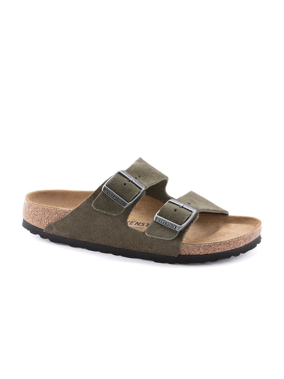 

Birkenstock Arizona Thyme Regular Width Suede Leather Two-Strap Sandals, Green