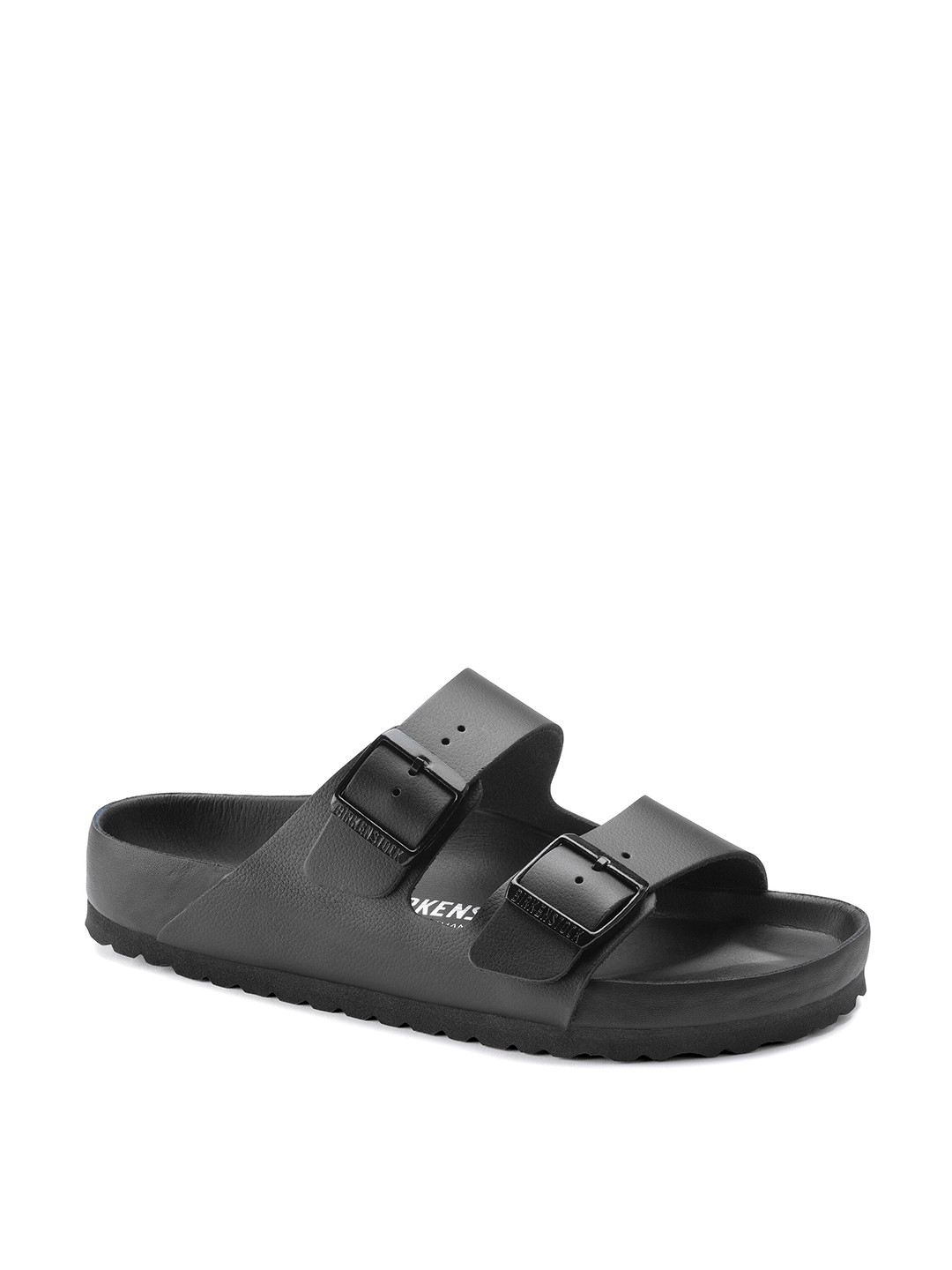 

Birkenstock Arizona Black Regular Width Natural Leather Two-Strap Sandals