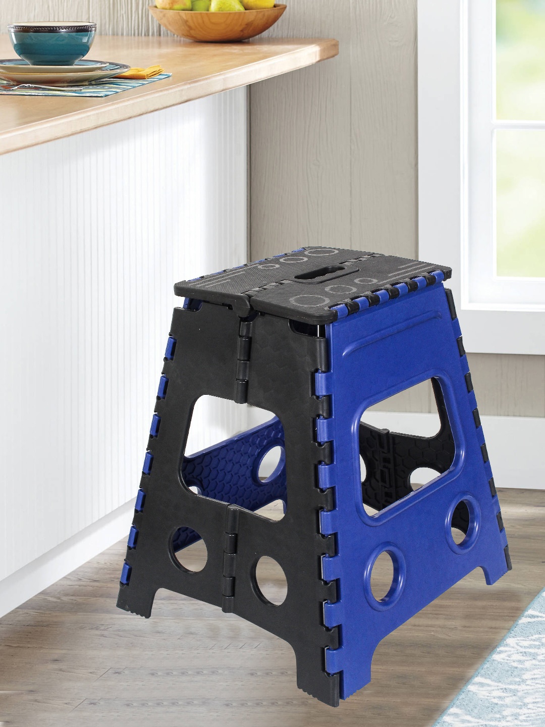 

prettykrafts Blue & Black 3 Pcs Textured Folding Step Stools