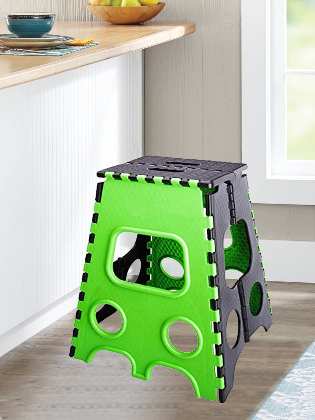 

prettykrafts Green & Black 3 Pcs Textured Folding Step Stools