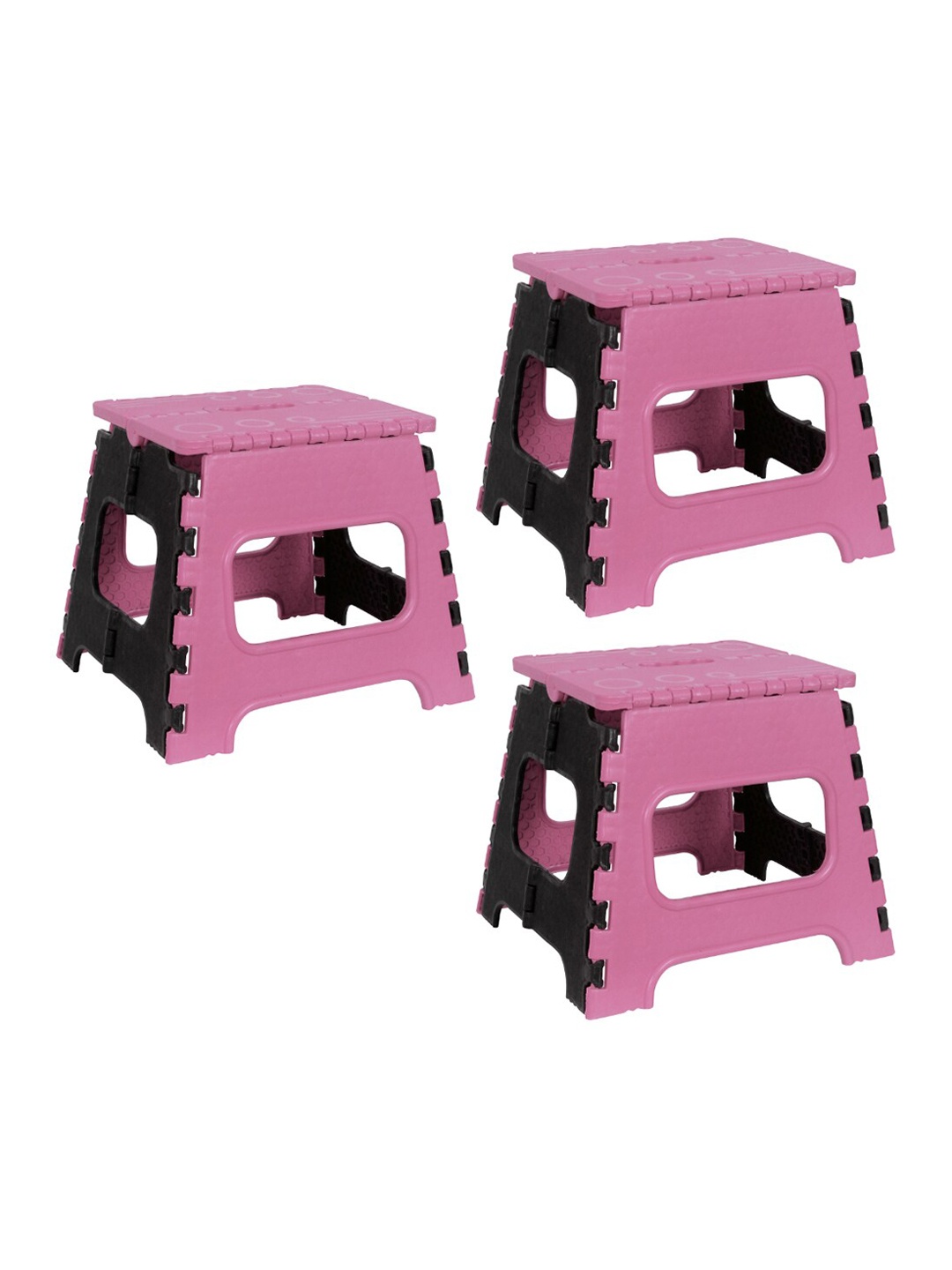 

prettykrafts Pink & Black 3 Pcs Textured Folding Step Stools