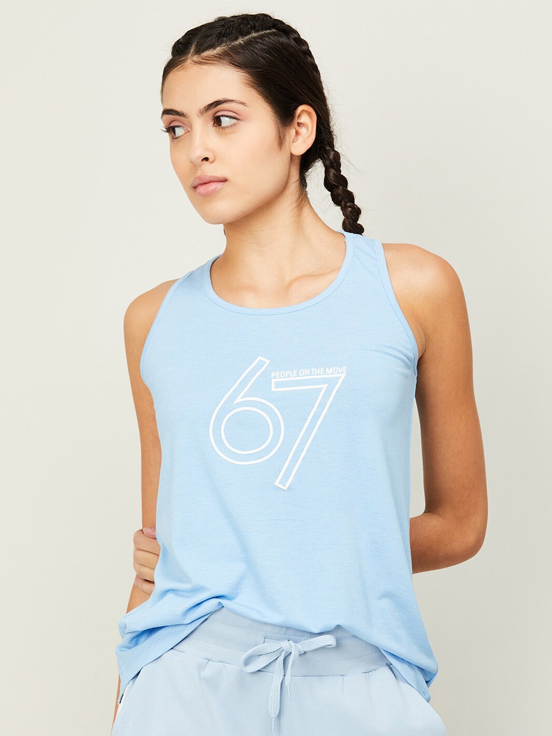 

Kappa Printed Round Neck Sleeveless Tank Top, Blue