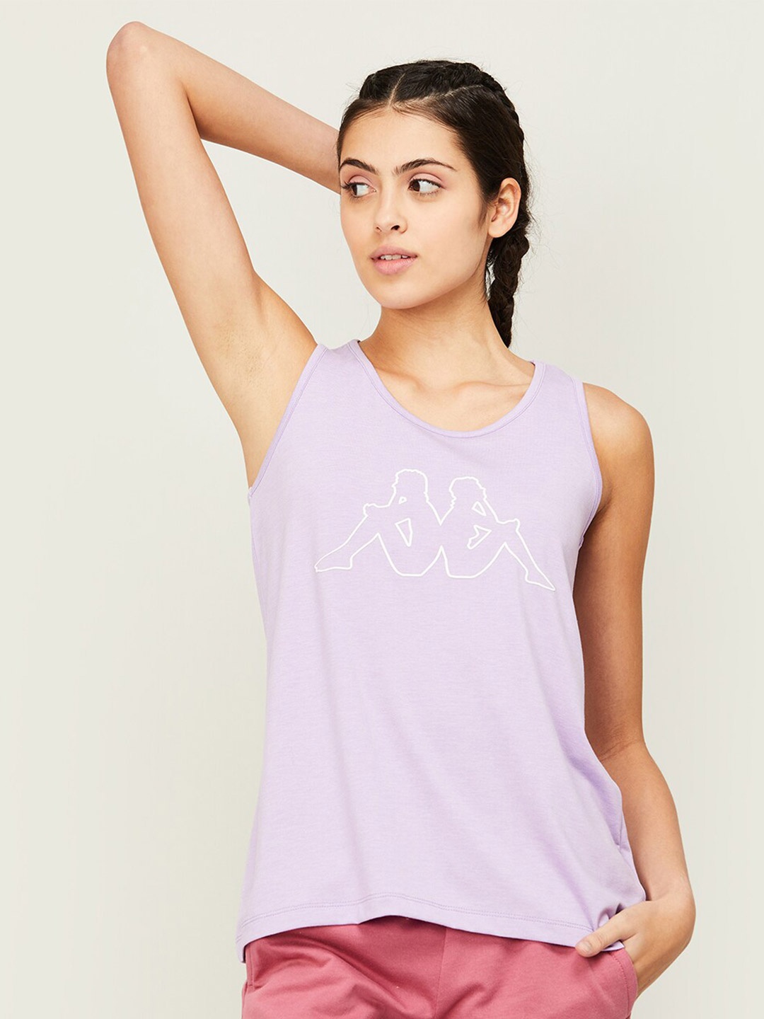 

Kappa Graphic Print Round Neck Sleeveless Tank Top, Purple