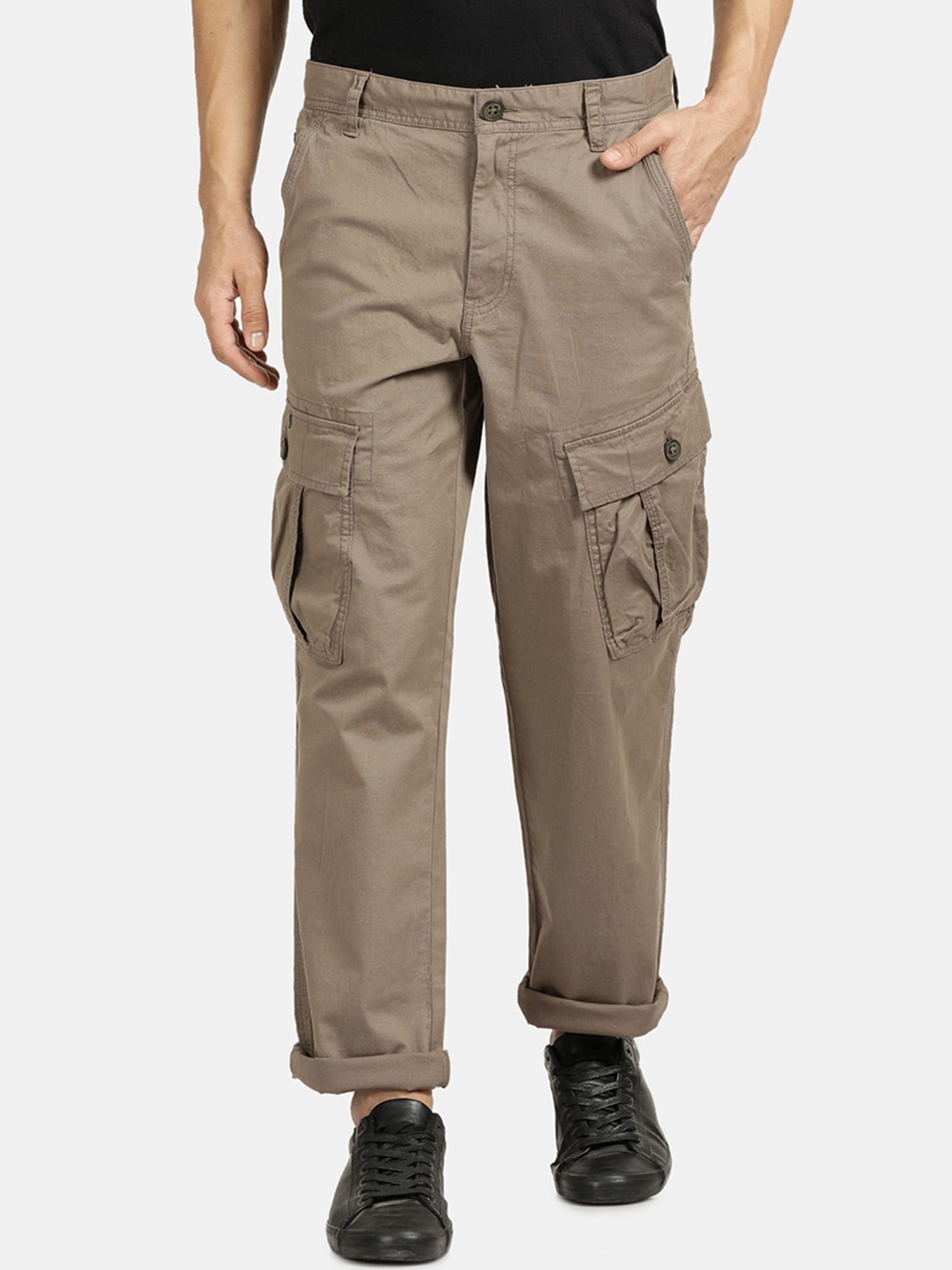 

t-base Men Cotton Cargos Trousers, Green