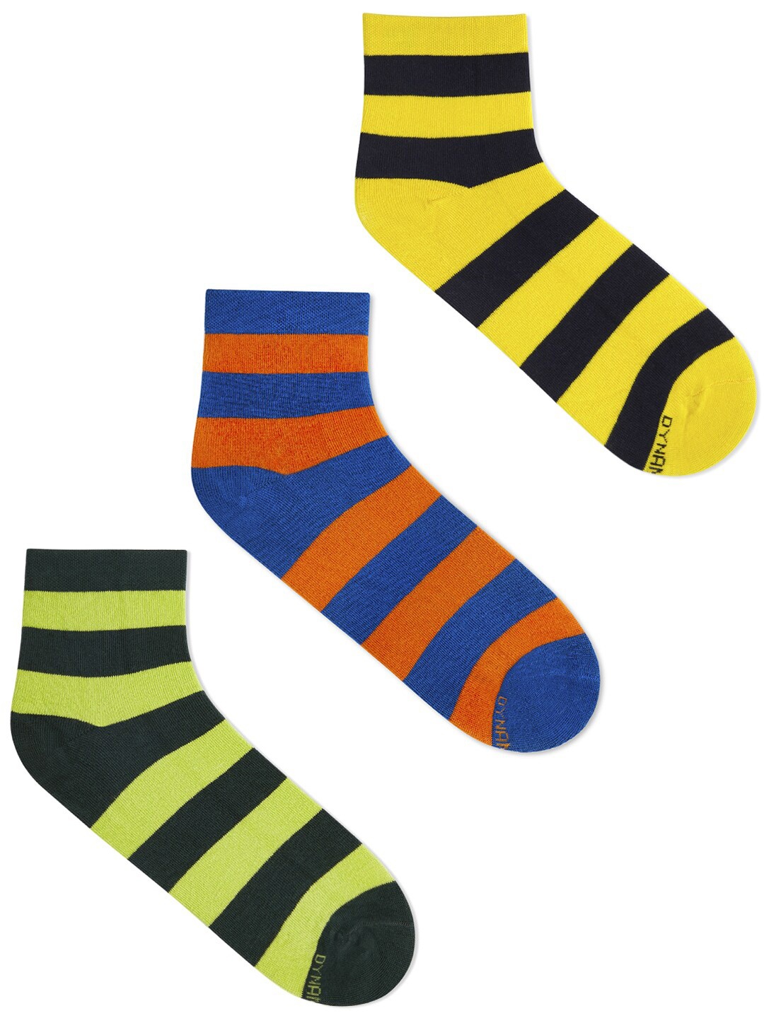 

Dynamocks Pack Of 3 Striped Ankle-Length Socks, Black