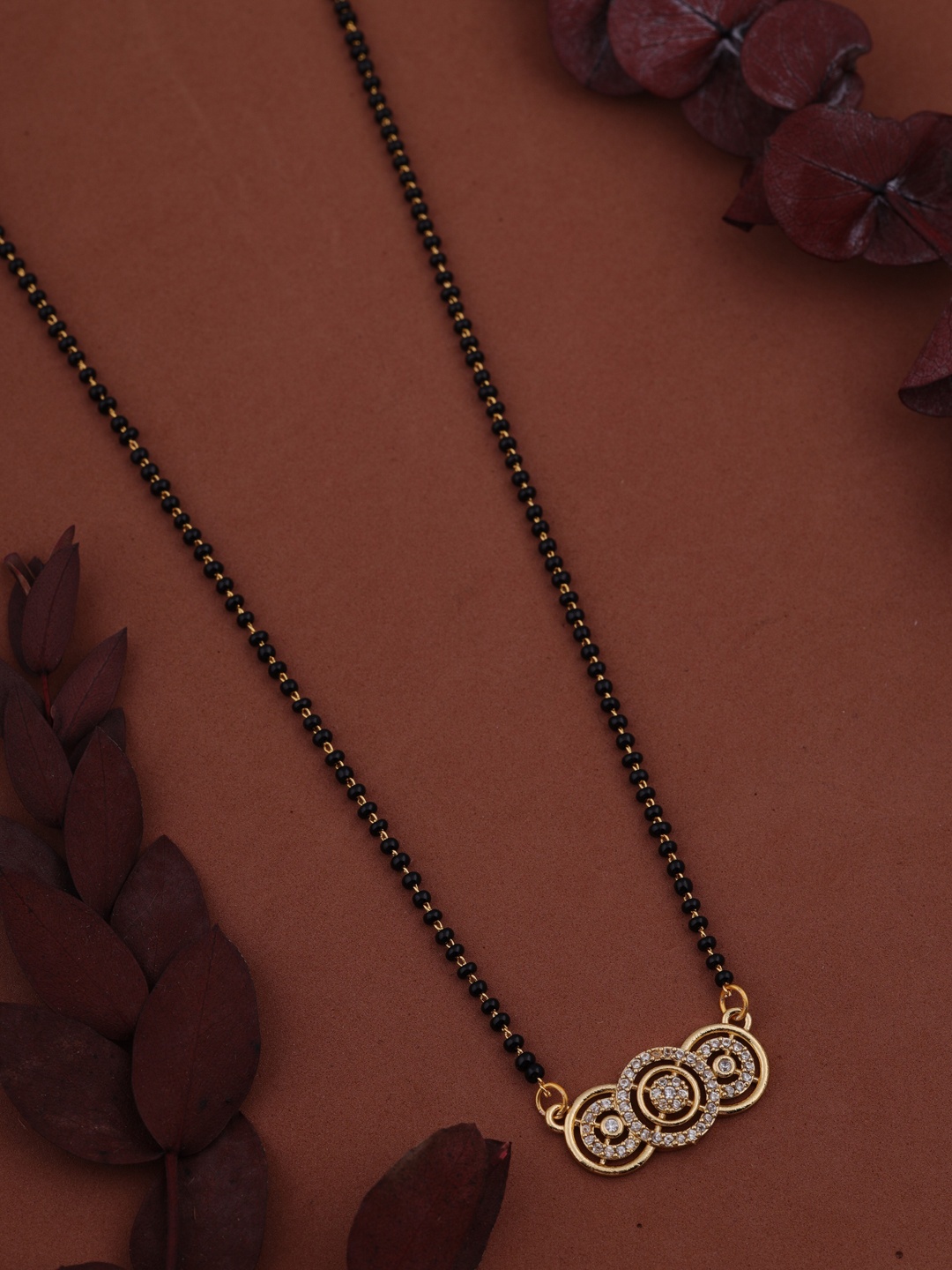 

Brado Jewellery Gold-Plated AD-Studded & Beaded Mangalsutra