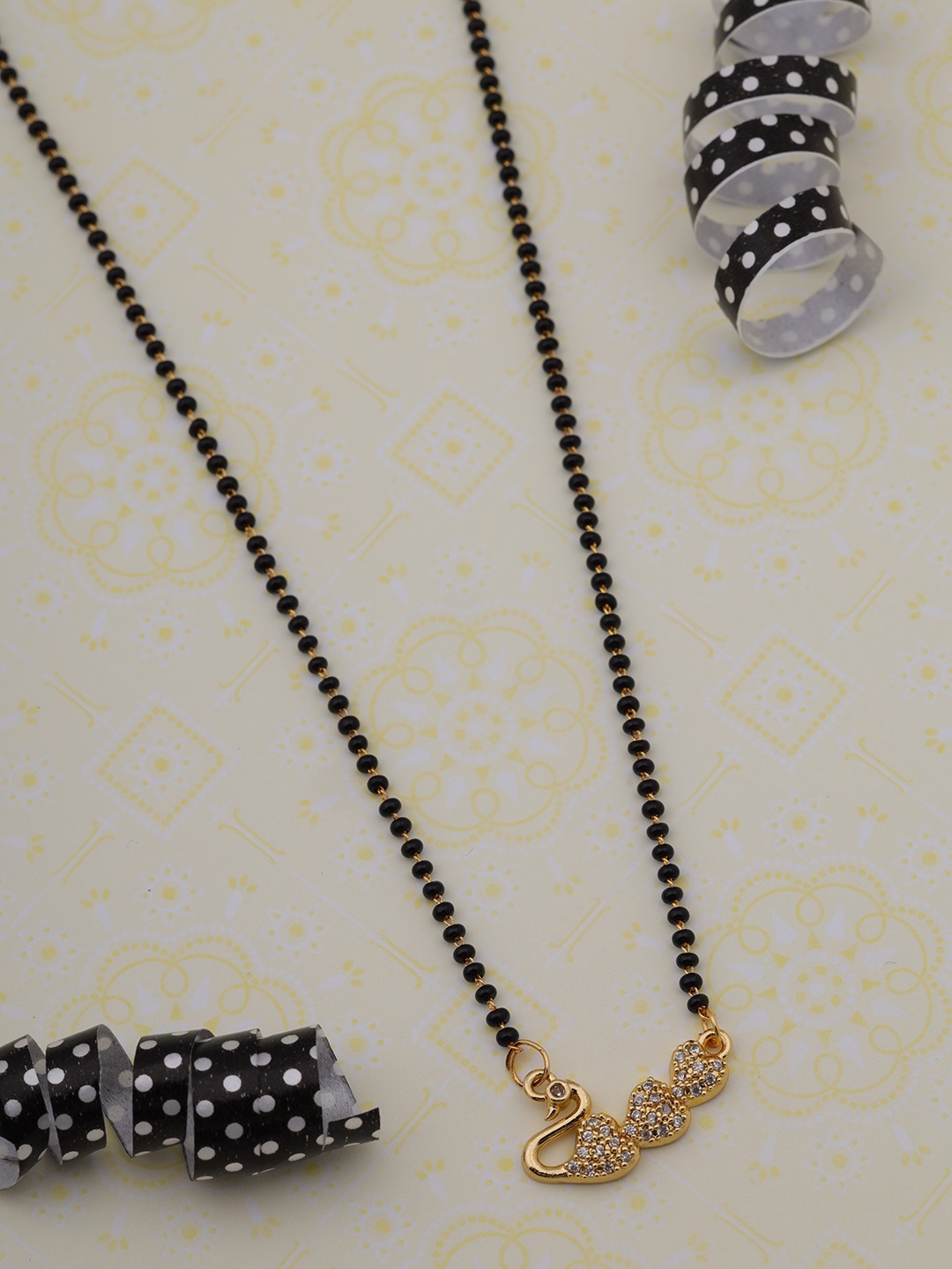 

Brado Jewellery Gold-Plated AD-Studded & Beaded Mangalsutra, White