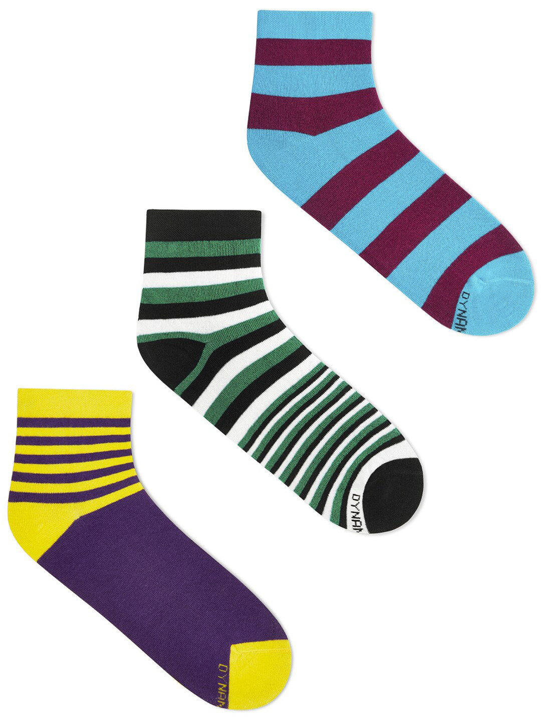 

Dynamocks Pack Of 3 Striped Ankle Length Socks, Green