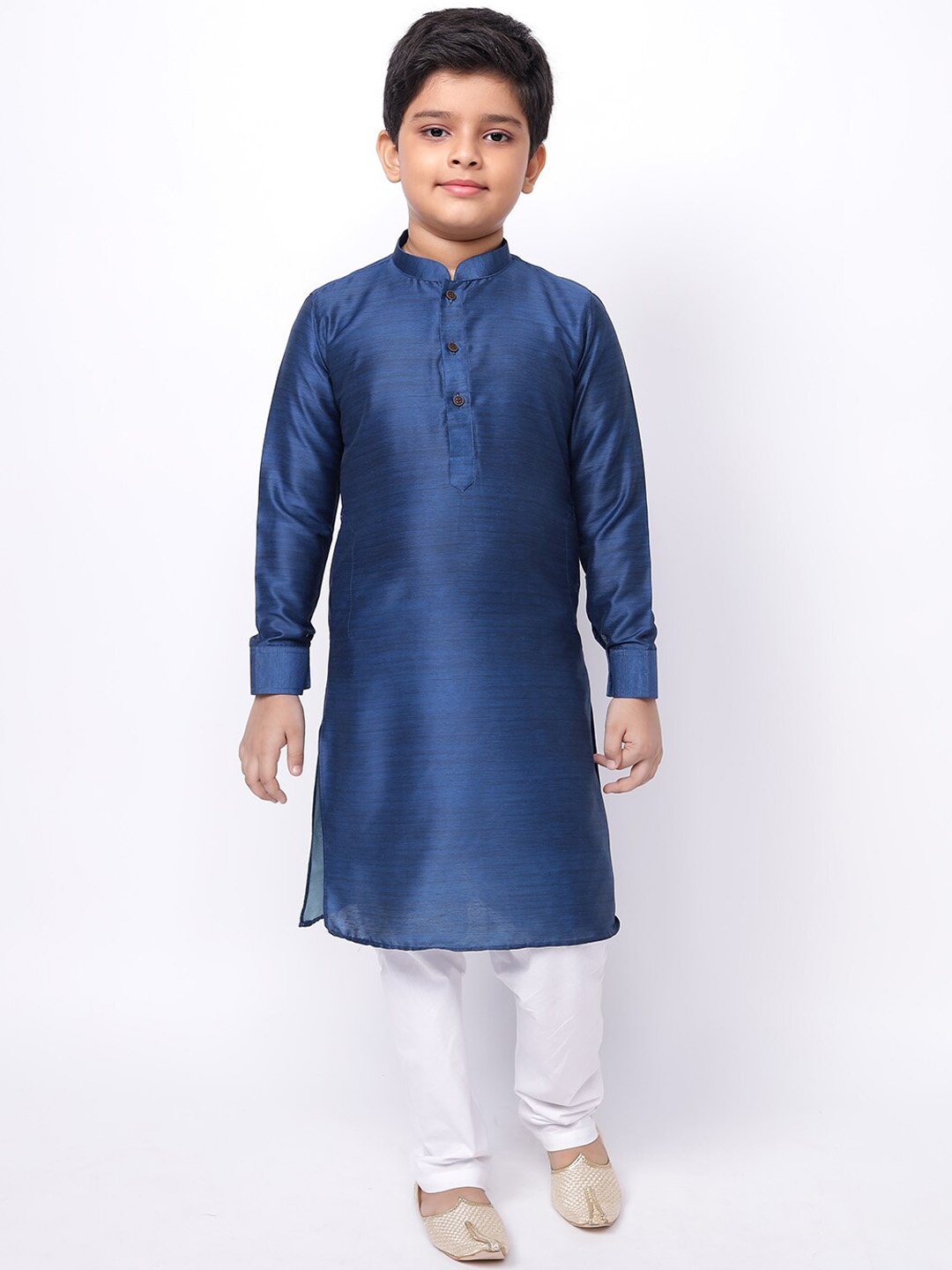 

NAMASKAR Boys Kurta with Pyjamas Set, Navy blue