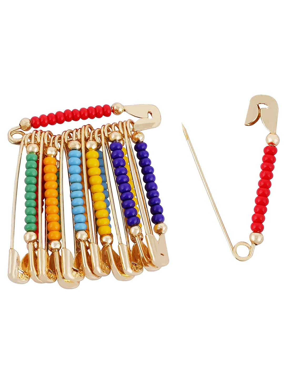 

VAMA Set of 12 Artificial Beads Studded Saree Pins, Yellow